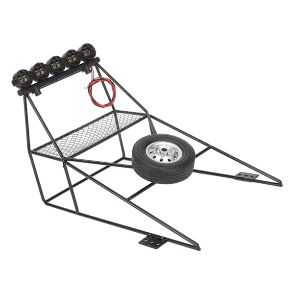 RC Bakre Hink med Däck Taklampa Flagga Bilmodell Bakre Hink Rullbur för WPL D12 1/10 RC Lastbil Gul
