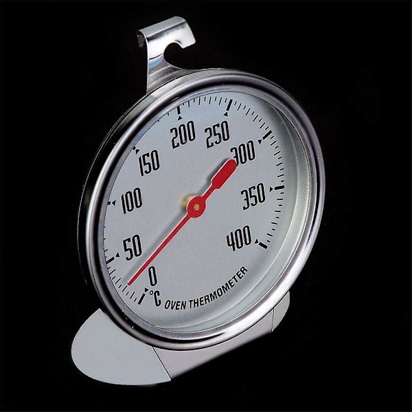Kjøkkentermometer, rustfritt stål ovnstermometer 400 grader ovn matlagingstermometer med krok for oppheng eller stående i ovnen - 7 x 9 cm
