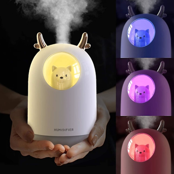 300ml Mini Luftfuktare, Tyst Luftfuktare Med LED-lampor, USB Skrivbordsluftfuktare Vattenlös Automatisk Avstängning För Hemmet