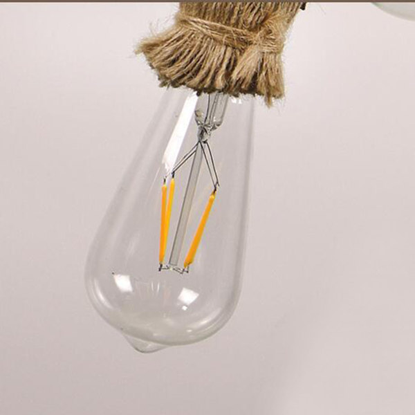 Hængende lampe i hampereb, retro industriel stil, loftslampe, jutesnor til tøjbutik, café, bar, restaurant, enkelt hoved, 1 m