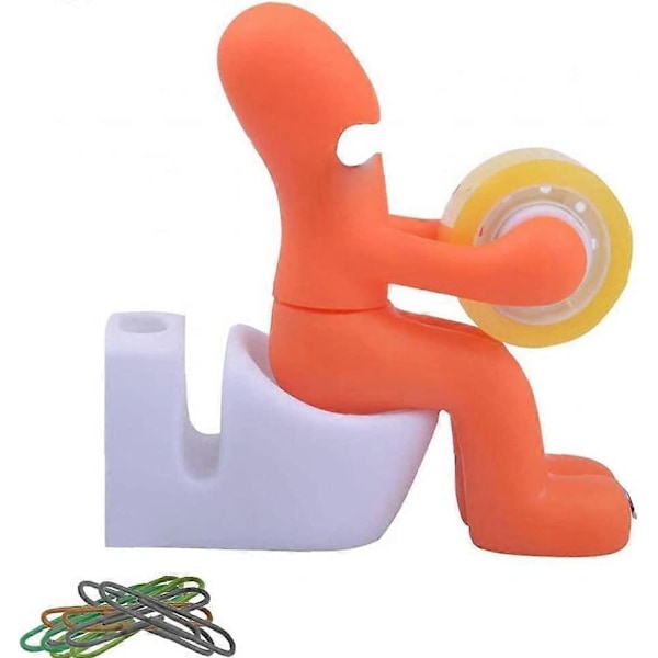 Rolig Teiphållare Skrivbord Kontorsmaterial Station Rumpa Tejpdispenser med Gem Orange Vacker Trädgårdsdekoration