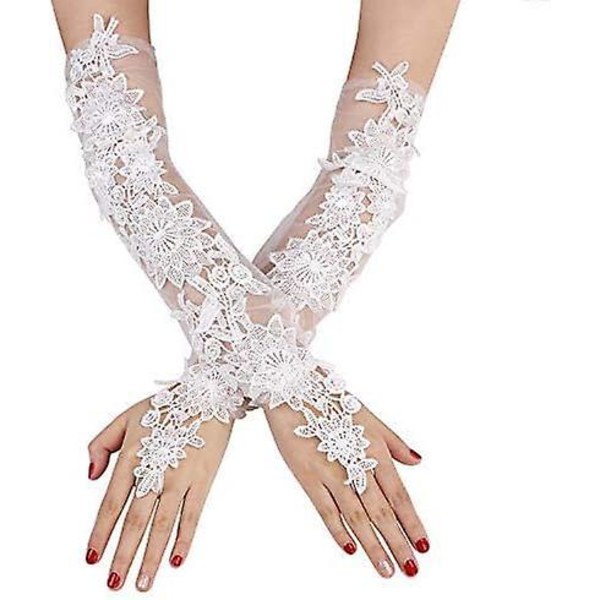 Eleganta spetsbröllopshandskar - gotisk virkning, halvfinger - perfekt för bröllop, baler och mer!