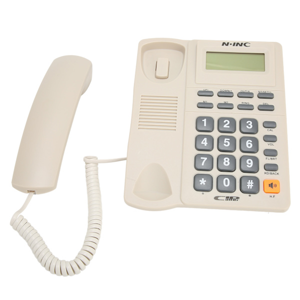 Fast telefon med sladd Multifunktion Nummerpresentation Visning Snabbval Senaste nummer Återuppringning Stationär telefon för hemmakontor Vit