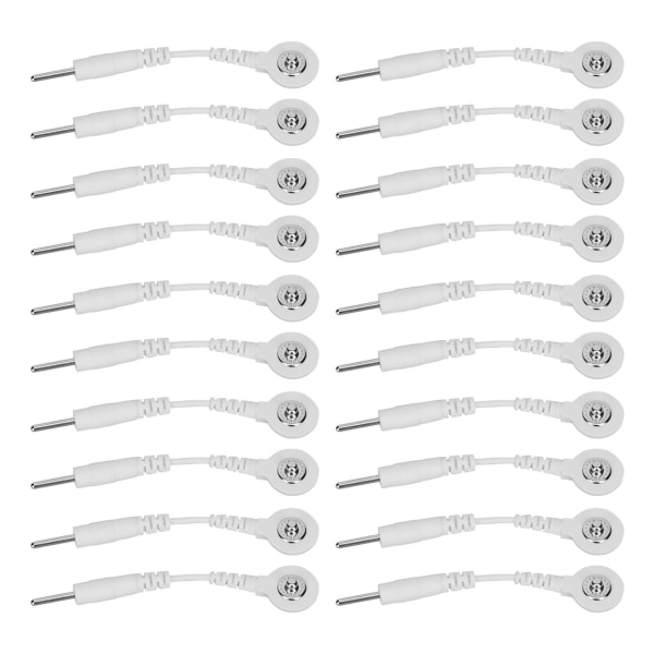 20 st elektrodtrådar 2,0 tum bärbar utbytesknapp Elektrodledningstrådar för terapeutiska instrument Vit
