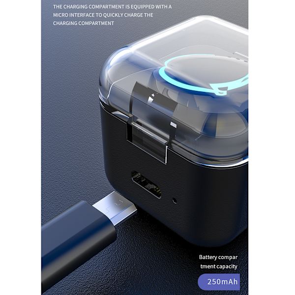 Enkelte øre Bluetooth-øretelefoner 5.0 In Ear True Wireless Earbuds Sports Usynlige øreprop-headset