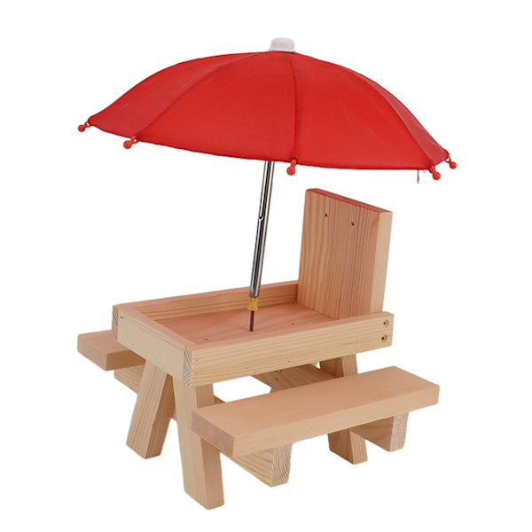 Egern Foderbord Bord Fyrretræ Udendørs Have Vedhæng Egern Picnic Bord Foderautomat med Paraply Rød Paraply