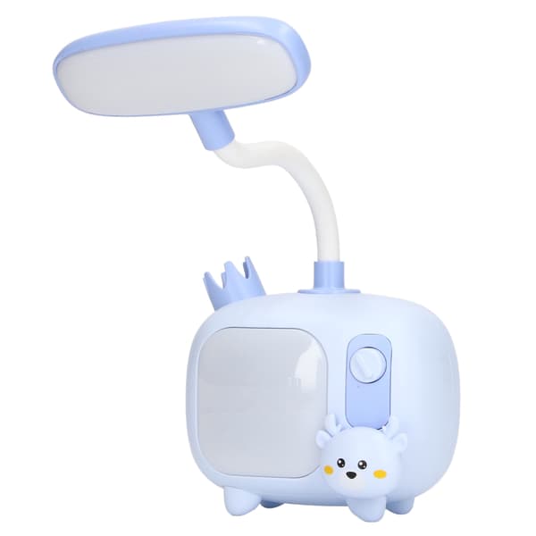 Leselys for barn, TV-stilbase, silikon svanehals, USB-lading, mykt LED-lys, skrivebordslampe for studenter, studiearbeid, blå