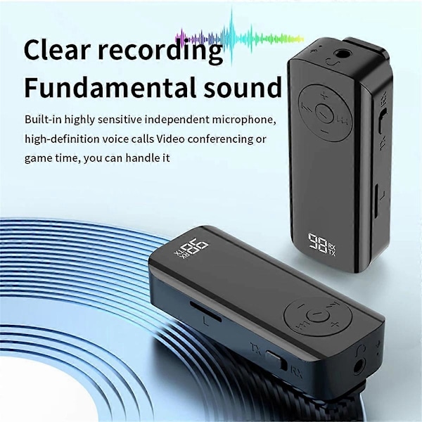 Bluetooth 5.3 Sender Mottaker 3.5mm AUX Trådløs Adapter
