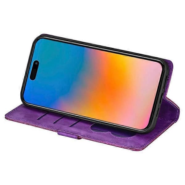 Kompatibel med iPhone 16 Pro Max Etui Glitter Læder Stativ Telefonetui Lynlåslomme Pink