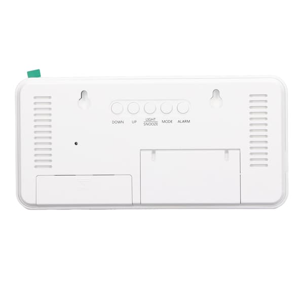 Vit digital väckarklocka med LED-spegelskärm, modern elektronisk storbildsklocka för hem, sovrum, kontor