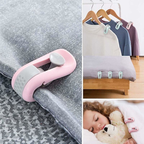 Påslakansklämma, Lakan Klämma, Halkfri Nålfritt Fästklämma Sängkläder Tillbehör Set om 6 Rosa