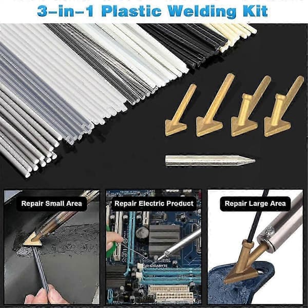 150W 3-in-1 Plastic Welder, Plastic Welding Kit, Soldering Iron Tips Plastic Welding Kit for DIY, Bumper and Kayak Repairs EU Plug Black