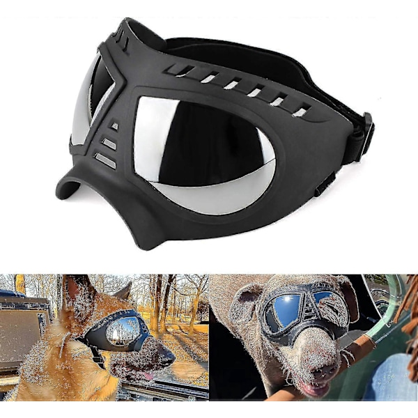 Hundebriller Anti-UV Hundesolbriller til mellemstore-store hunde Vindtætte Anti-støv Anti-dug Bløde kæledyrshundeglas til hunde med lang snude - CHSZ L Sølvlinse