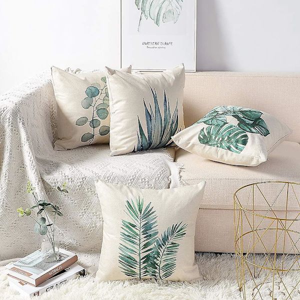Set med 4 sällsynta pärlor 45x45 cm kuddfodral i bomull med dragkedja - vanlig design LZ-6