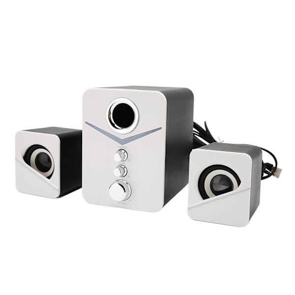 D-221 Bluetooth-högtalare för datorer med djup bas, 2.1-kanals minihögtalare för stationära datorer, bröllopsfest, vit