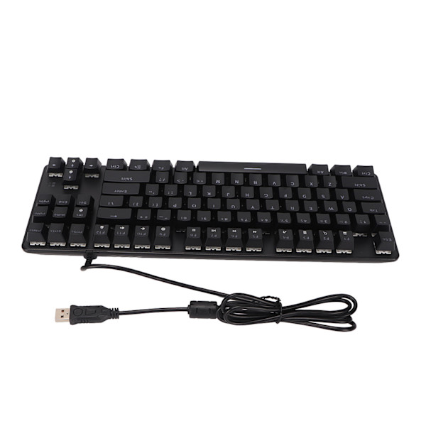 Blå switch mekaniskt tangentbord 87 tangenter RGB-bakgrundsbelysning Tvåfärgsinsprutningsgjutning Mekaniskt spelande tangentbord för bärbar dator Svart