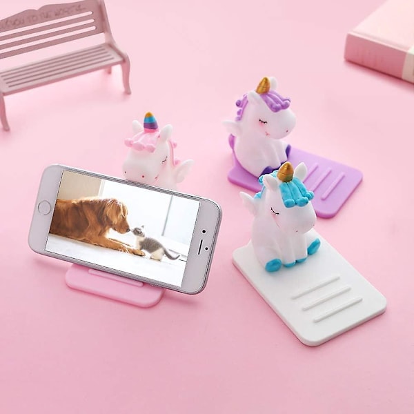 Unicorn Telefonhållare, Söt Unicorn Mobiltelefonhållare för skrivbord Justerbar, Kompatibel med alla Smarta Telefoner