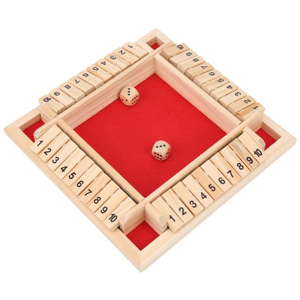 Træ Shut the Box Terningespil 4 Sidet 10 Tal Bræt Bordplade Pub Spil til Børn Voksne