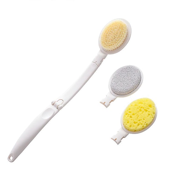 3-i-1 Badborste Set med Långt Handtag Kroppsborste Badsvamp Pimpsten Exfoliering Hudhälsa Lämplig för Män