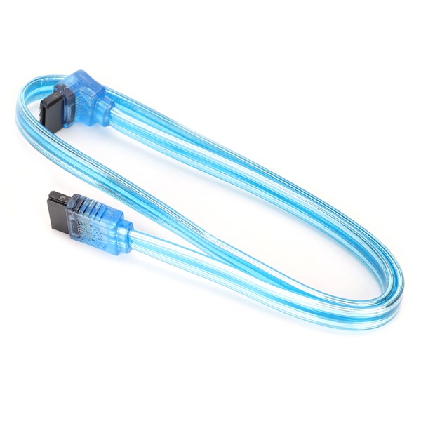 Sata Cable 3.0 SolidState gjennomsiktig blå serieport datakabel med dataoverføring for PC-datamaskin (1 rett 1 albue)