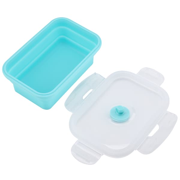 Bärbar Silikon Lunchlåda Vikbar Mikrovågssäker Matlåda Matbehållare Grön 800ml