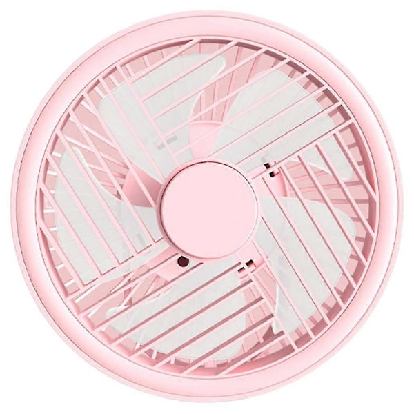Campingfläkt med LED-lampa USB Takfläkt Hängande Fläkt, Rosa