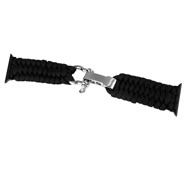 Flätat klockarmband Justerbart armband Tillbehör för IWatch 9 8 7 6 5 4 3 2 1 SE Svart