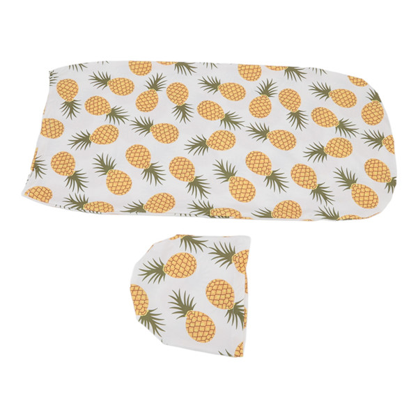 Mjuk elastisk anti-skräck baby swaddle filt hatt set nyfödd wrap baby hatt set för 0 till 3 månader baby liten ananas