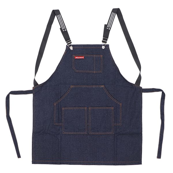 Denim Canvas -kynsien kynsien työesiliina Säädettävä Pestävä kampaamoesiliina Miehille Naisille Sininen
