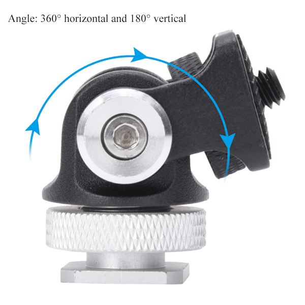 Hot Shoe-brakett med 1/4" skrue og feste for miniskjerm, blits og mikrofon