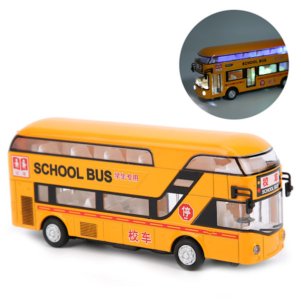 1:50 Barn Dubbeldäckare Buss Leksak Barn Ljud Ljus Simulering Legering Pull-Back Bil LeksakGul