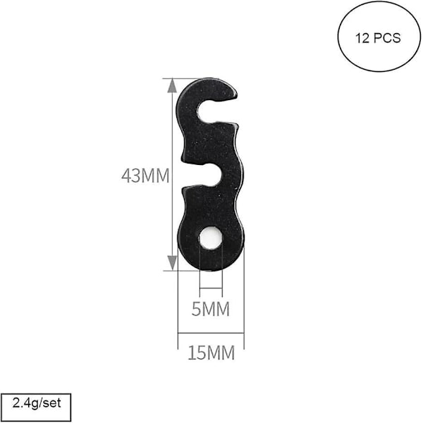 12 stk. aluminiumslegering rebstrammere til picnic campingtelte