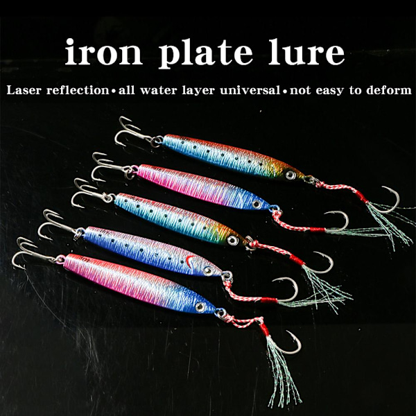 5 stk 30g/40g Sakte Fall Pitch Fiske Lures Metall Flat Fiske Jigger Synkende Jigging Agnet for Saltvannsfiske