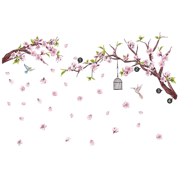 Et sæt vægklistermærker med blomstergrene til køkken, soveværelse og stue