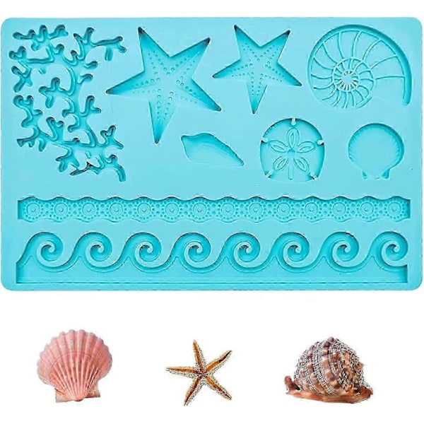 Merieläin silikonimuotti, silikoni fondanttikakkumuotit, vedenalainen kakunkoristelu tyyli 1 VÄRI 1