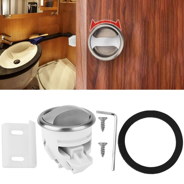 ABS plastbryterknapp rustfritt stål trådtrekkpanel dørlås tilbehør for baderom bobiler spisevogn yacht sølv