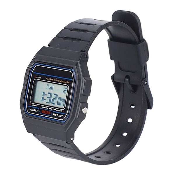 Elektrisk watch Multi Vattentät Fashionabla PU- watch för utomhusbruk Svart