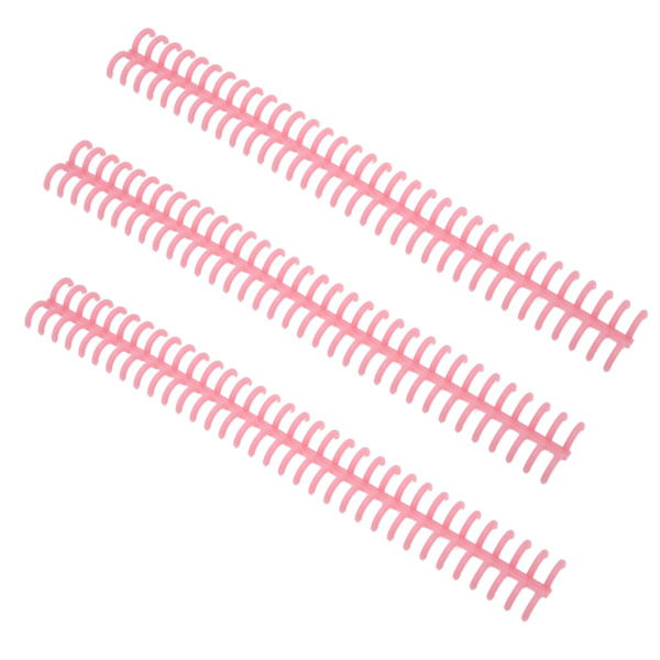 10 stk 34 hull bindersrygg i plast, avtakbare løse bladringer, 12 mm diameter, rosa