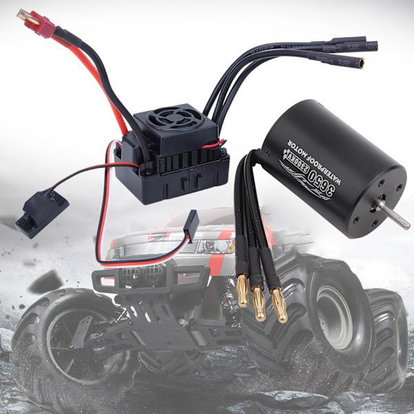 Surpass Hobby 3650 Borstlös Motor 60A ESC Svart Vattentät Set Passar för 1/10 RC Bil(2300KV )