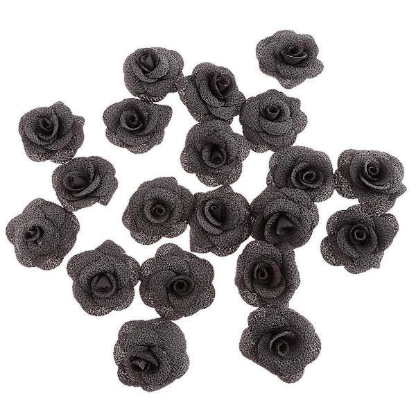20 Stycken Silkesros Blomhuvud Knopp DIY Hantverk Bröllopsdekor Grå