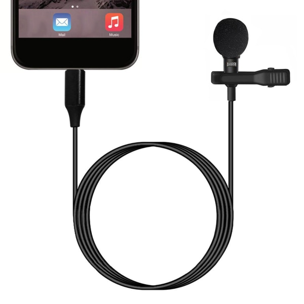 Bärbar Liveinspelningsmikrofon Digitalt Chip Typ C Lavalier Clip On Phone Mic Tillbehör