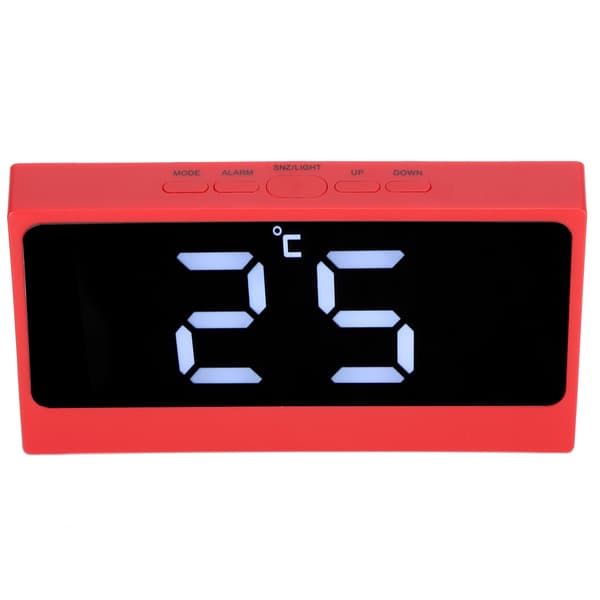 LED digital väckarklocka tyst smart temperaturdatum lysande storbildsskärm sminkspegel (röd)