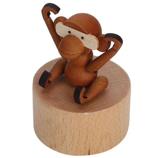 Animal Wooden Clockwork Music Boxes Children Kid Birthday Holiday Gifts AccessoriesGibbon