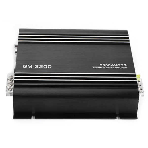 3800W 2-kanals lydforstærker 12V sort aluminiumslegering auto bil Hifi stereo forstærker
