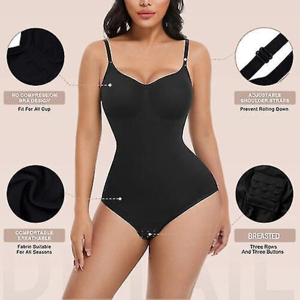 Helkrops-Shaper Sømløs Mavekontrol Shapewear til Kvinder - Sort 2XL