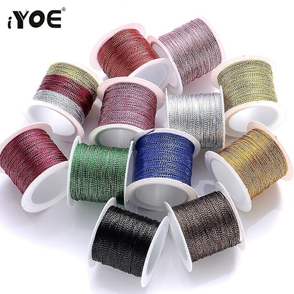 1mmx20m Gullfarget Nylon Snor for DIY Dusker Juledekorasjon Halskjede Snøre Vevd Tråd for Anheng rosered