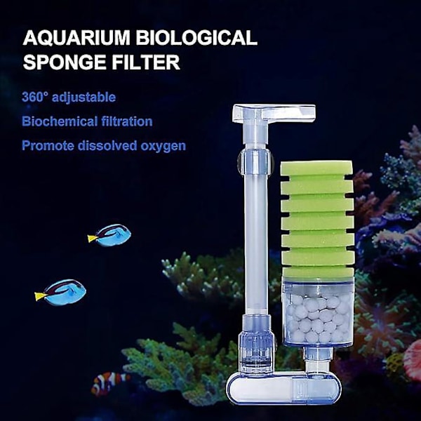 Akvarie Biokjemisk Svampfilter Ultra Stille Akvarie Luftpumpe Bio Svamp Fisketank Skumfilter Følger Med