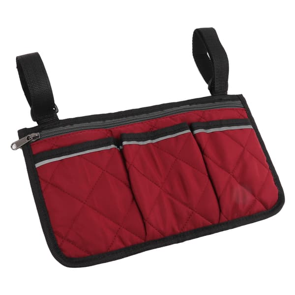 Rullestolveske Vanntett Polyester Multi Lomme Design Rullestol Sidelomme for Utendørs Mobil Stol Rød