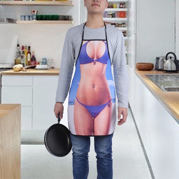 3D Morsomt Forkle Sexy Mann Kvinne Forkle Vanntett Forkle (Bikini Kvinne)