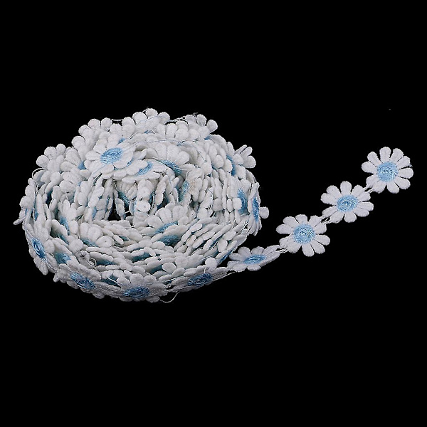 2 x 3 Yards 25mm Daisy Broderi Blondekant Applikationsbånd Syning lyseblå